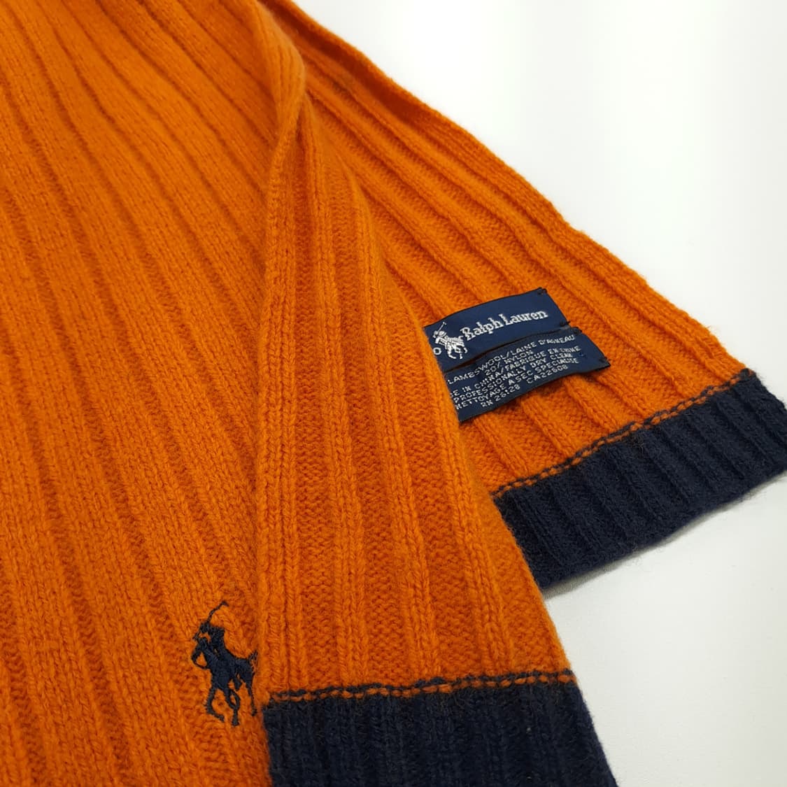 MX164 폴로 랄프로렌 오렌지 리브드 램스울 니트 목도리 머플러 상품이미지5