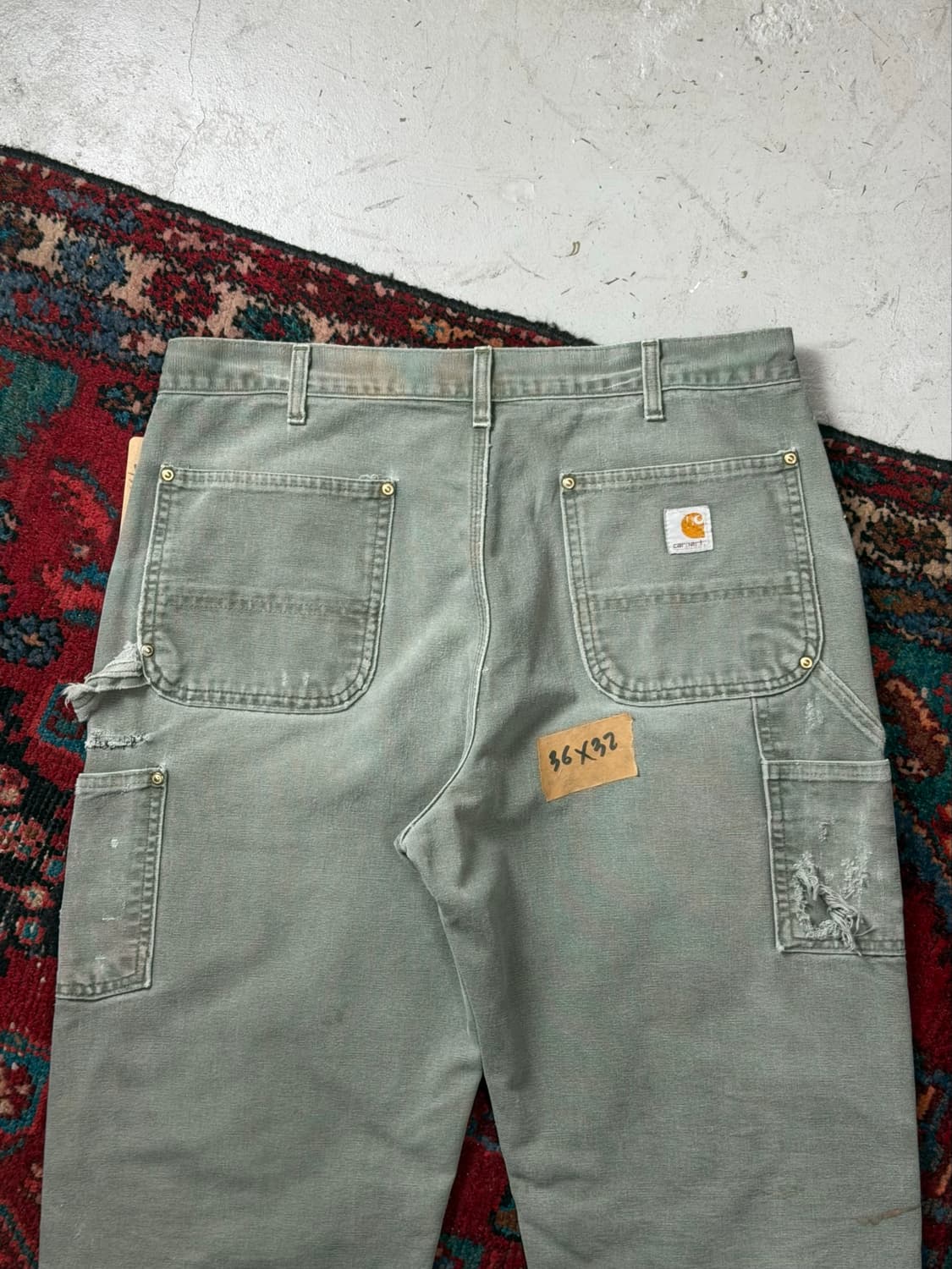 OG USA Made 칼하트 B01 더블니 팬츠 칼하트 MOS 모스그린 상품이미지7