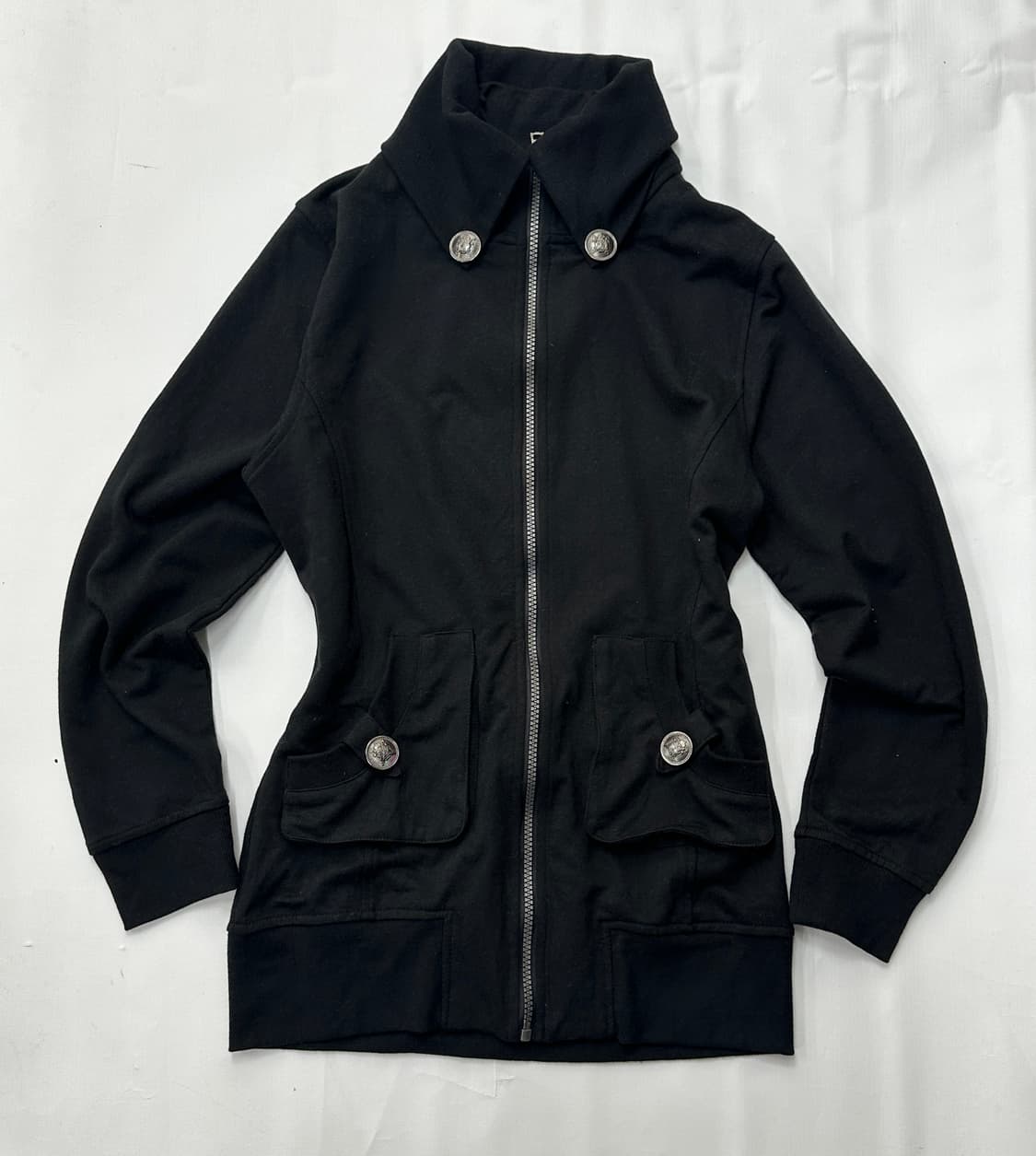 🖤나나깔Agate Jean 쇠맛 버튼 미디 후디집업🖤블랙 고스 빈티지 상품이미지2