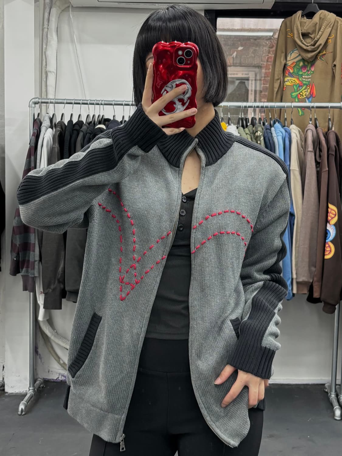 리바이스 빅로고 니트집업 상품이미지1