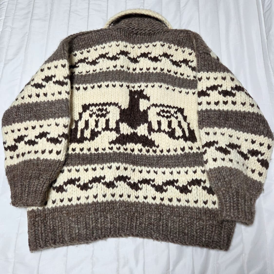 [105]90's NOOTKA 캐나다 헤비울 코위찬 썬더버드 베이지브라운 상품이미지8