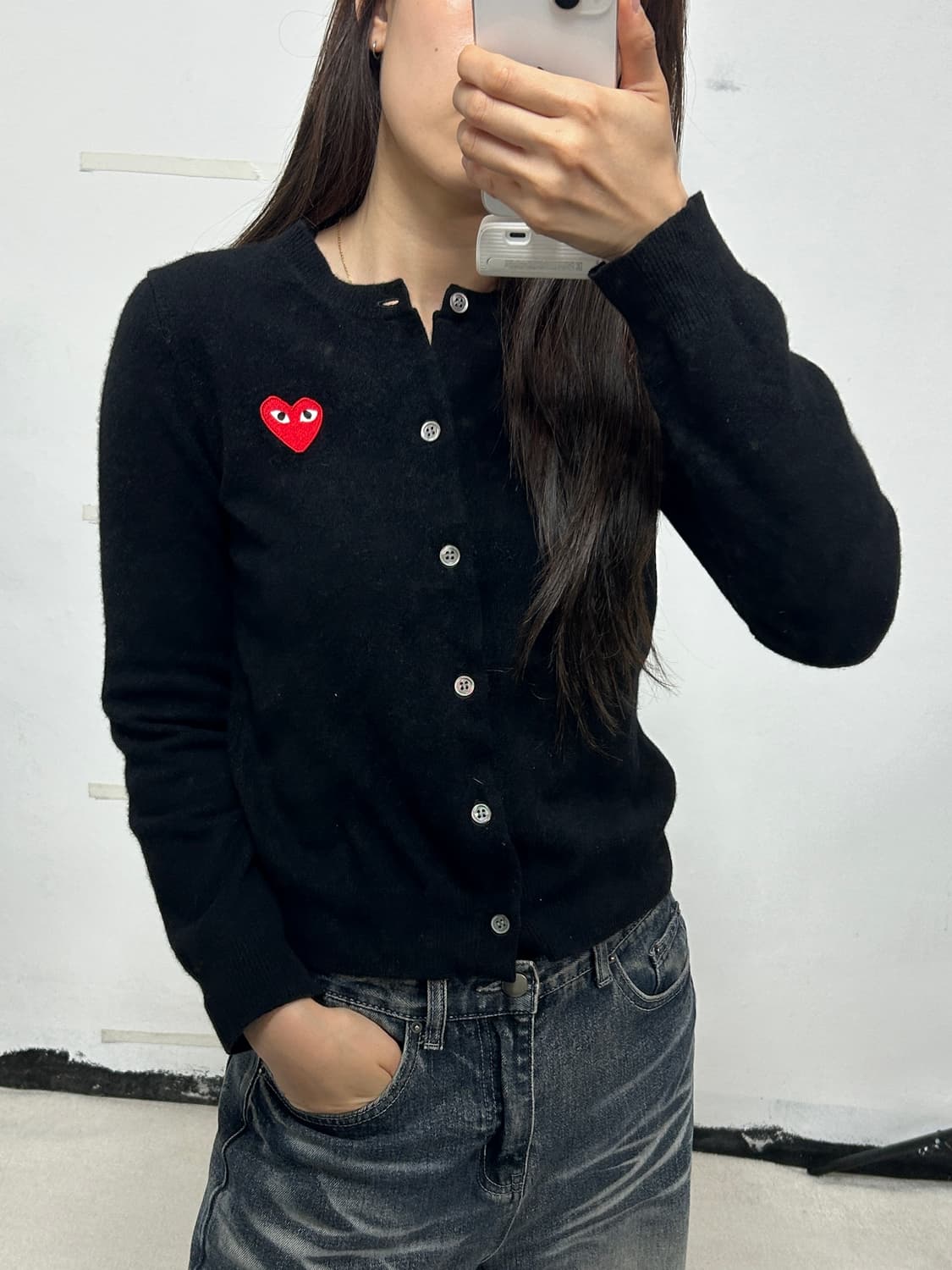 꼼데가르송 하트 와펜 가디건 블랙 상품이미지2