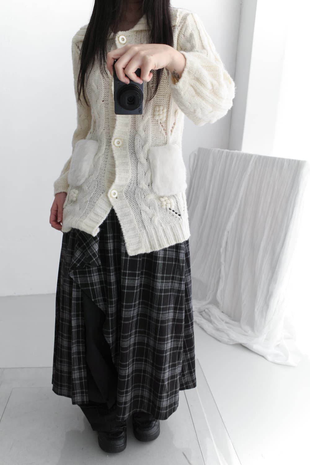 check frill layerd wrap skirt  상품이미지9