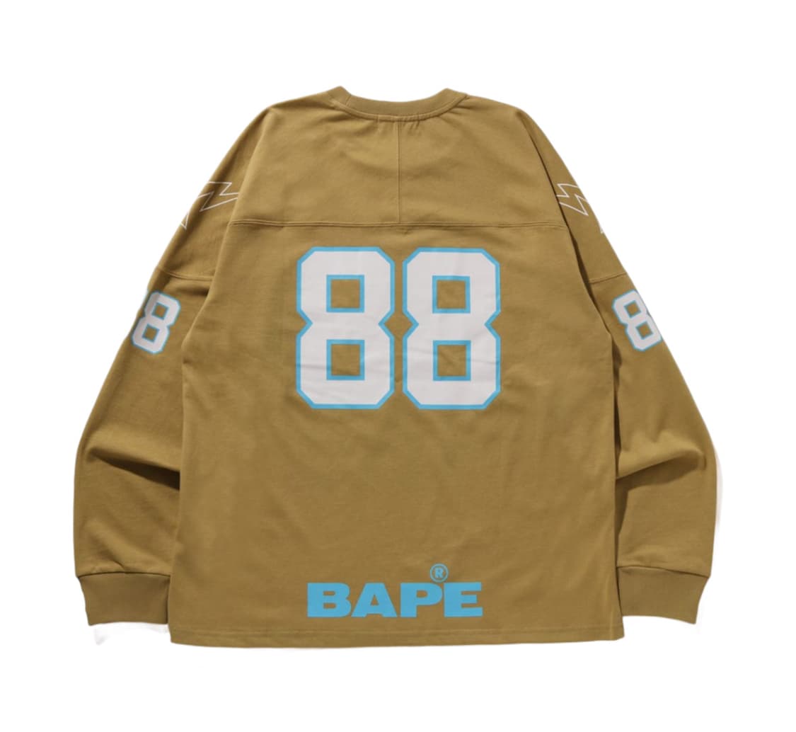 베이프 풋볼 릴렉스드 핏 롱슬리브 티셔츠 베이지 상품이미지2