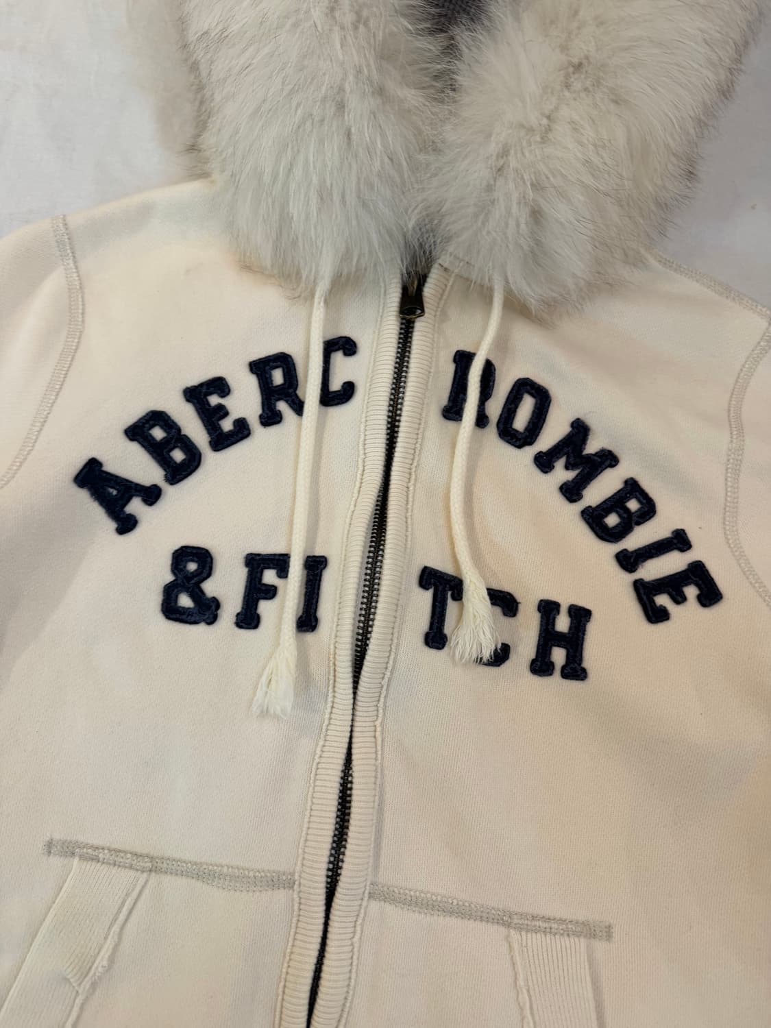 초 대장급) 아베크롬비 울프죠 퍼 후드집업 화이트 상품이미지2