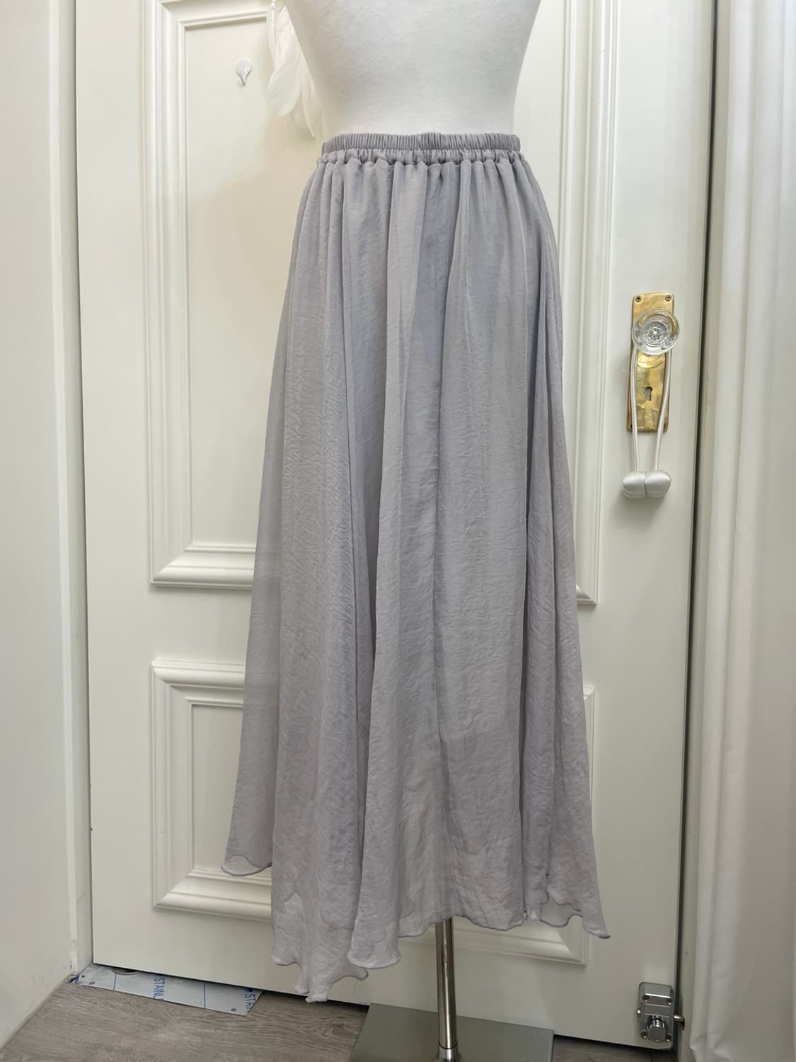 sheer gray beutiful banding long skirt 상품이미지4