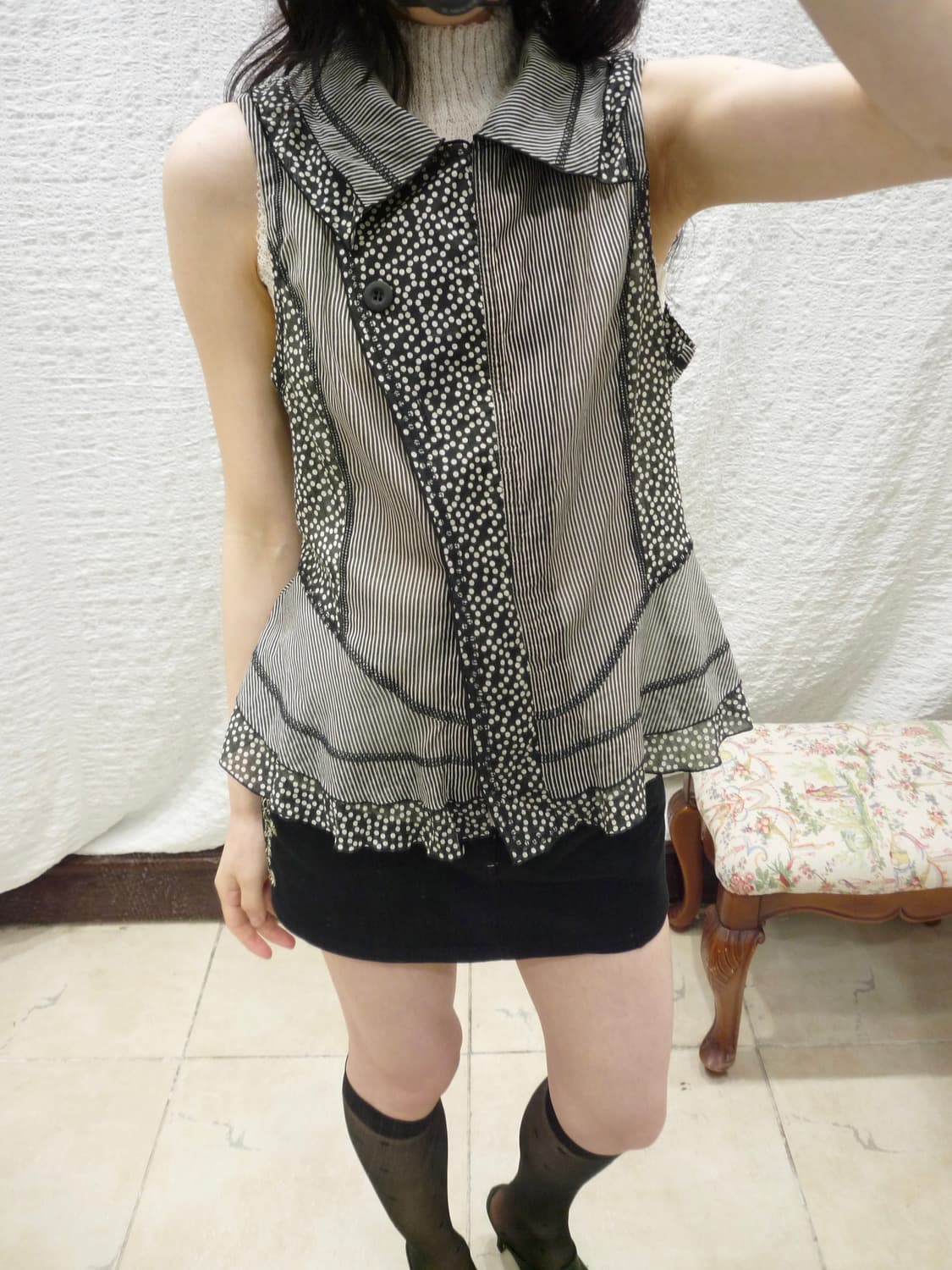 Dot frill summer vest 상품이미지4