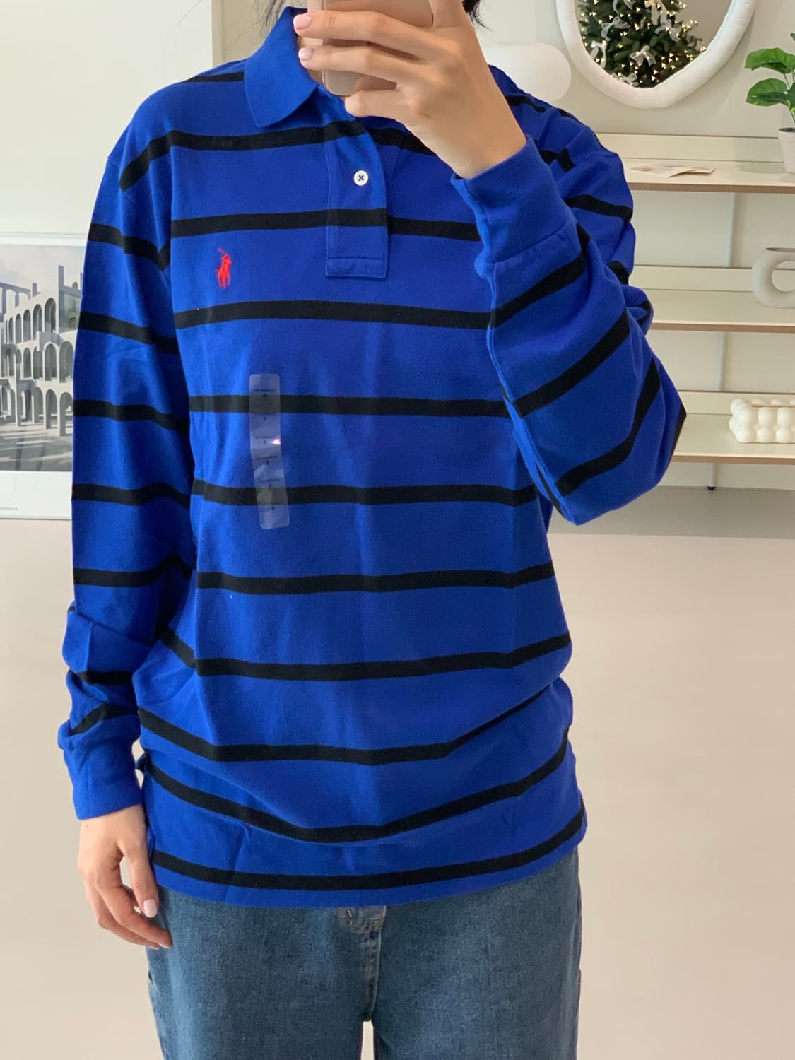 폴로 랄프로렌 긴팔 카라티 블루 S,M,L 상품이미지3