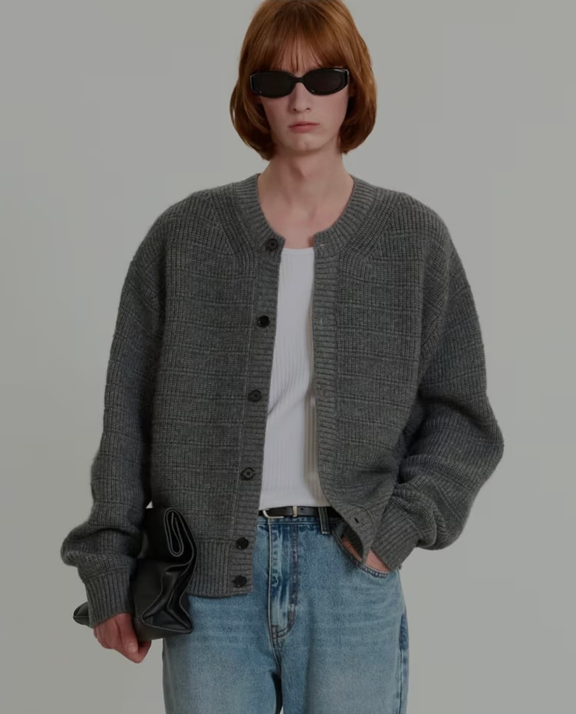 tngt 라운드넥 가디건 그레이 100사이즈 상품이미지1