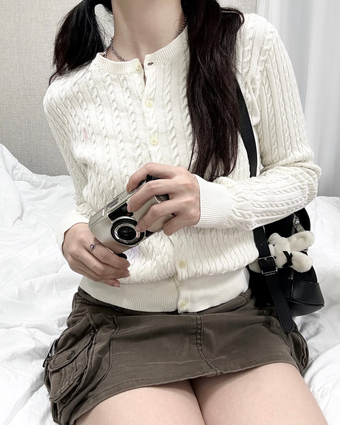 폴로 신형 핑크포니 크림 케이블가디건 상품이미지1