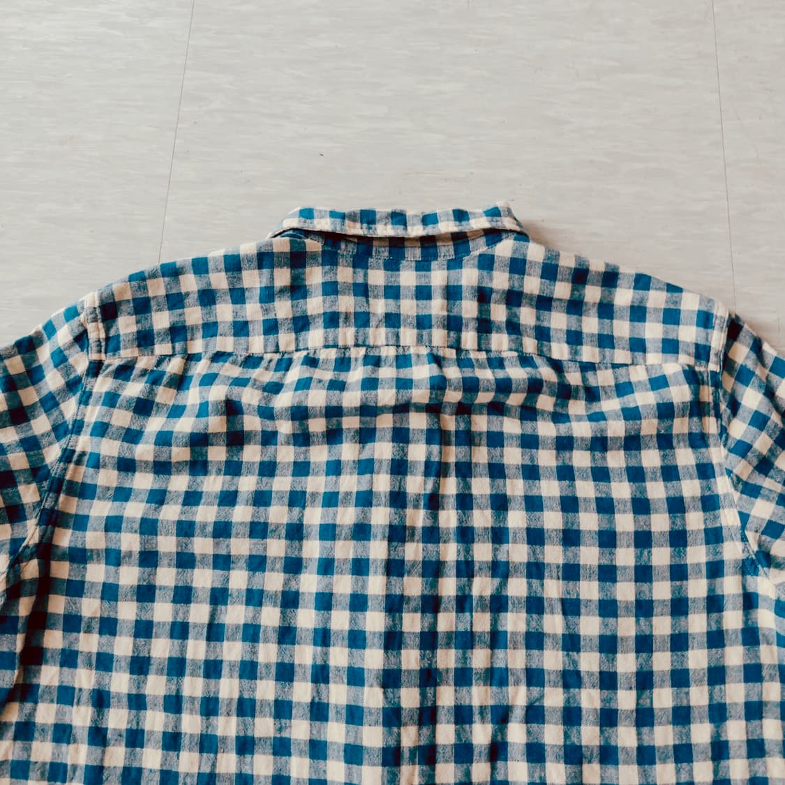 RRL 랄프로렌 린넨 블루 체크 반팔 셔츠 (L) 상품이미지10