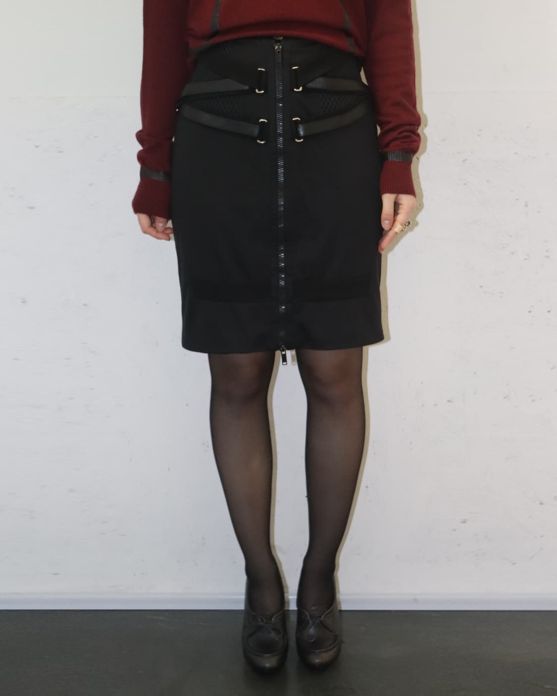 구찌 by 프리다 지아니니 10SS 스트랩 디테일 메쉬 패널 스커트 상품이미지1