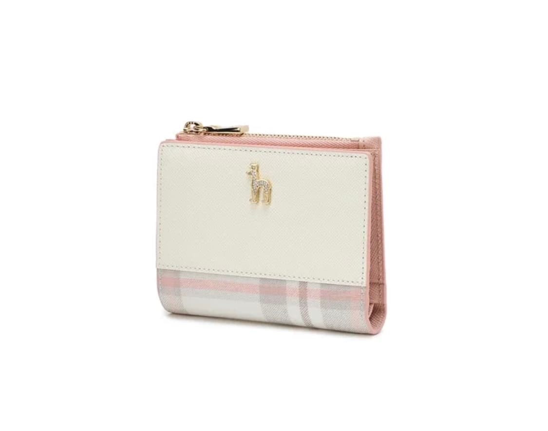 헤지스 체크 소가죽 여성 반지갑 카드현금동전 핑크 상품이미지1