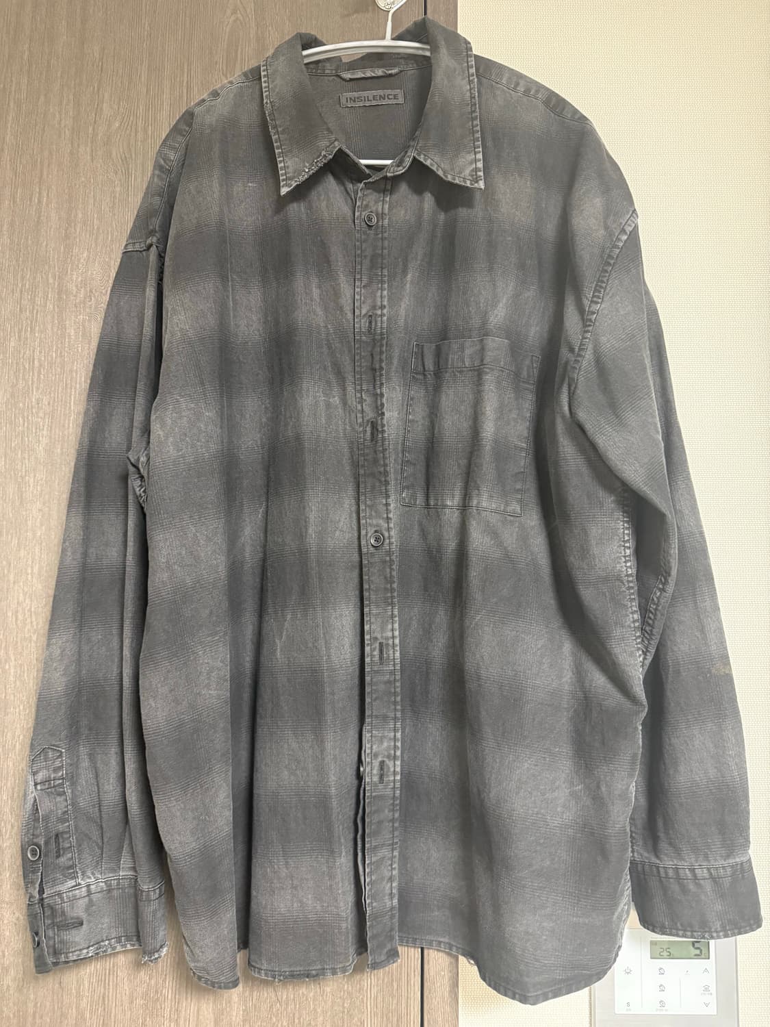 인사일런스 디스트로이드 체크 셔츠 블랙 상품이미지1