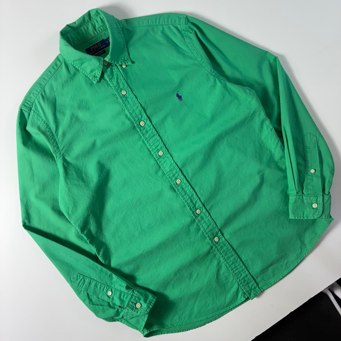 Polo  폴로 랄프로렌 신형 자수 코튼 그린 솔리드 셔츠  상품이미지2