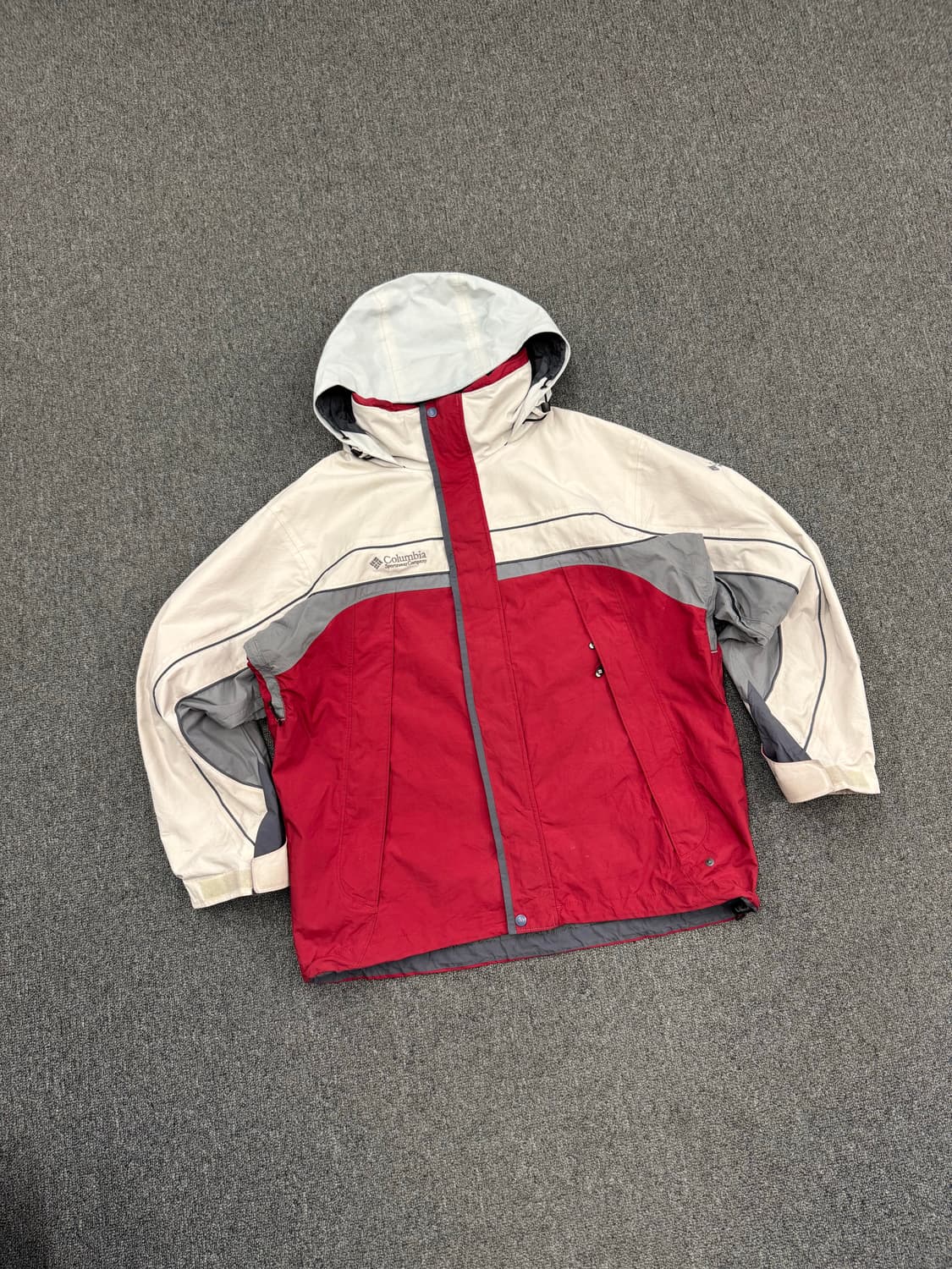 L)콜롬비아 빈티지 올드스쿨 그레이/버건디 배색 바람막이(수선) 상품이미지2