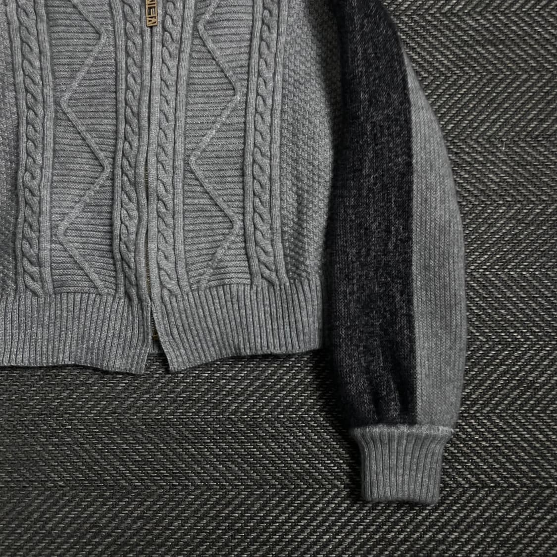 빈티지 우먼스 꽈배기 크롭 니트 자켓 그레이y 3987 상품이미지3