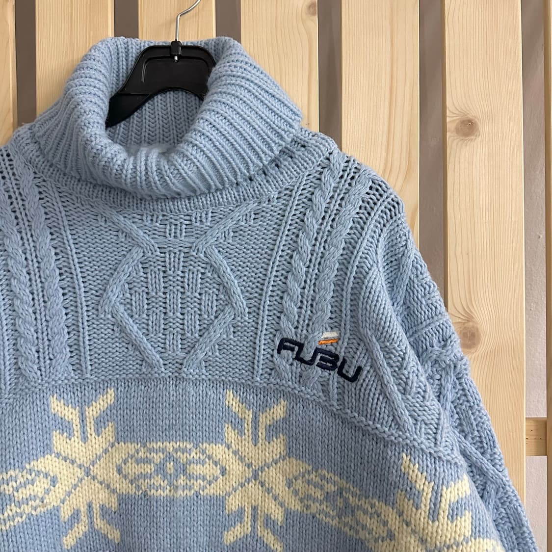 (XL) FUBU 후부 푸부 노르딕 스카이블루 터틀넥 니트 상품이미지2