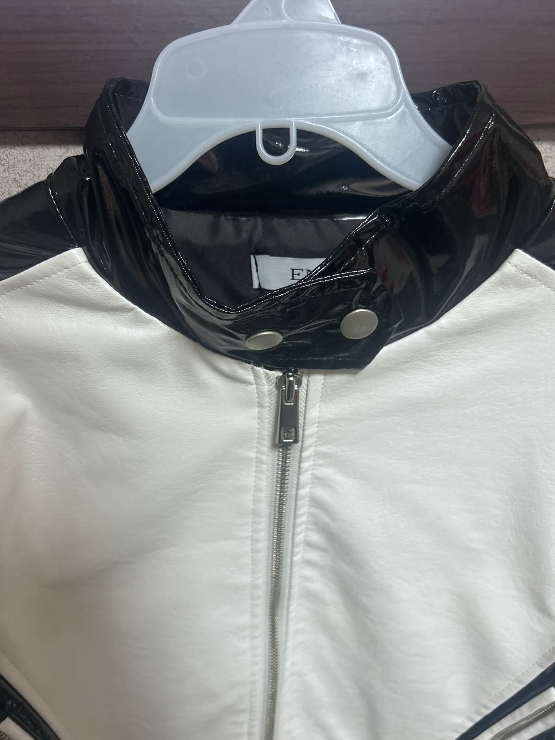 화이트 블랙 크롭 바이크 자켓 F 상품이미지2