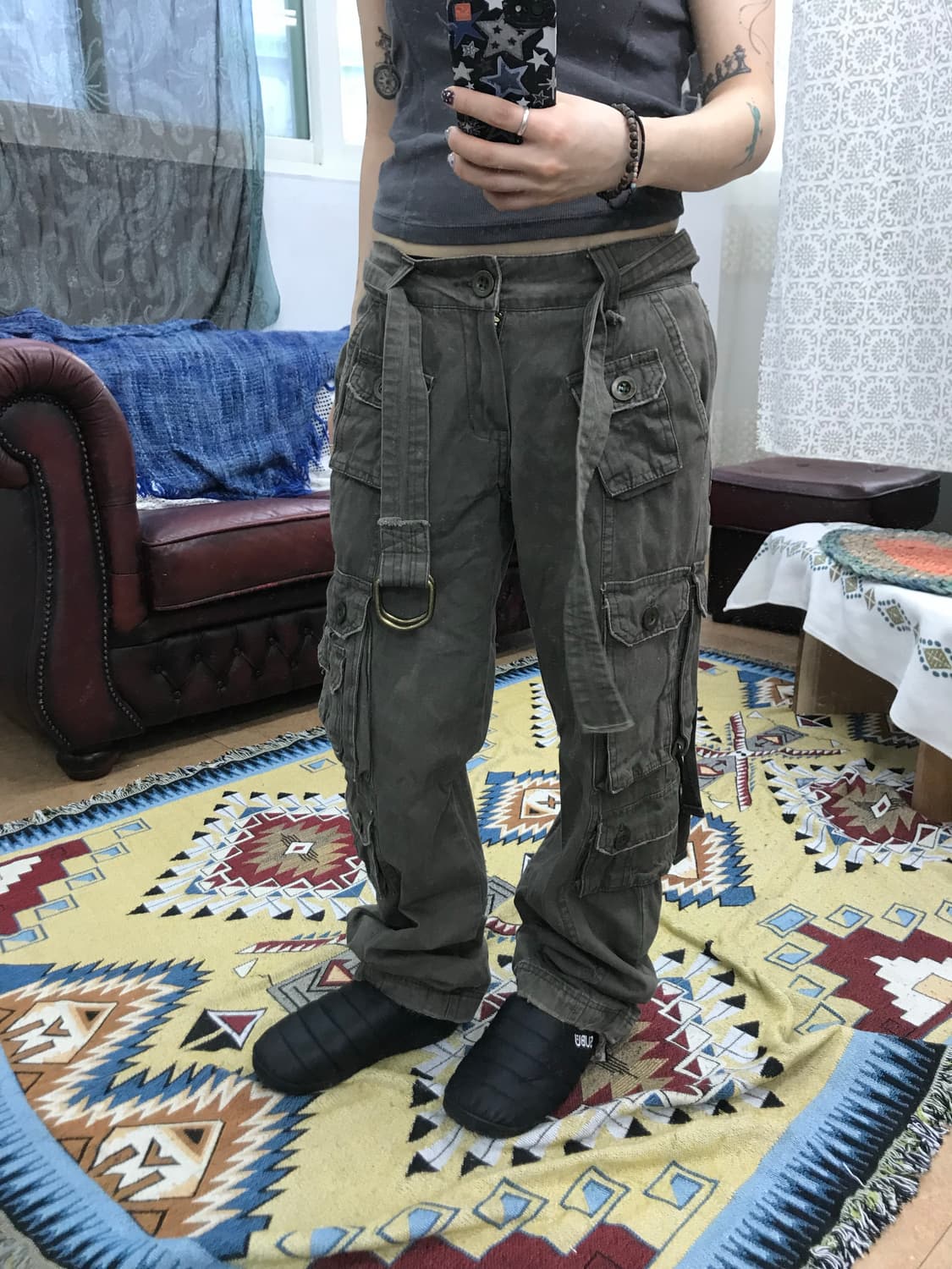 빈티지 여성 벨티드 포켓 카고팬츠 (Z1020) 상품이미지1