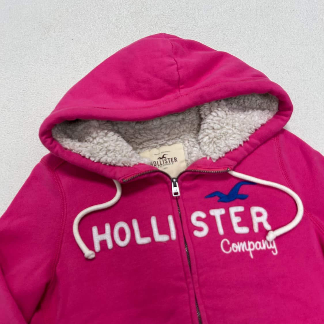 Hollister pink fleece hood zip-up 상품이미지5