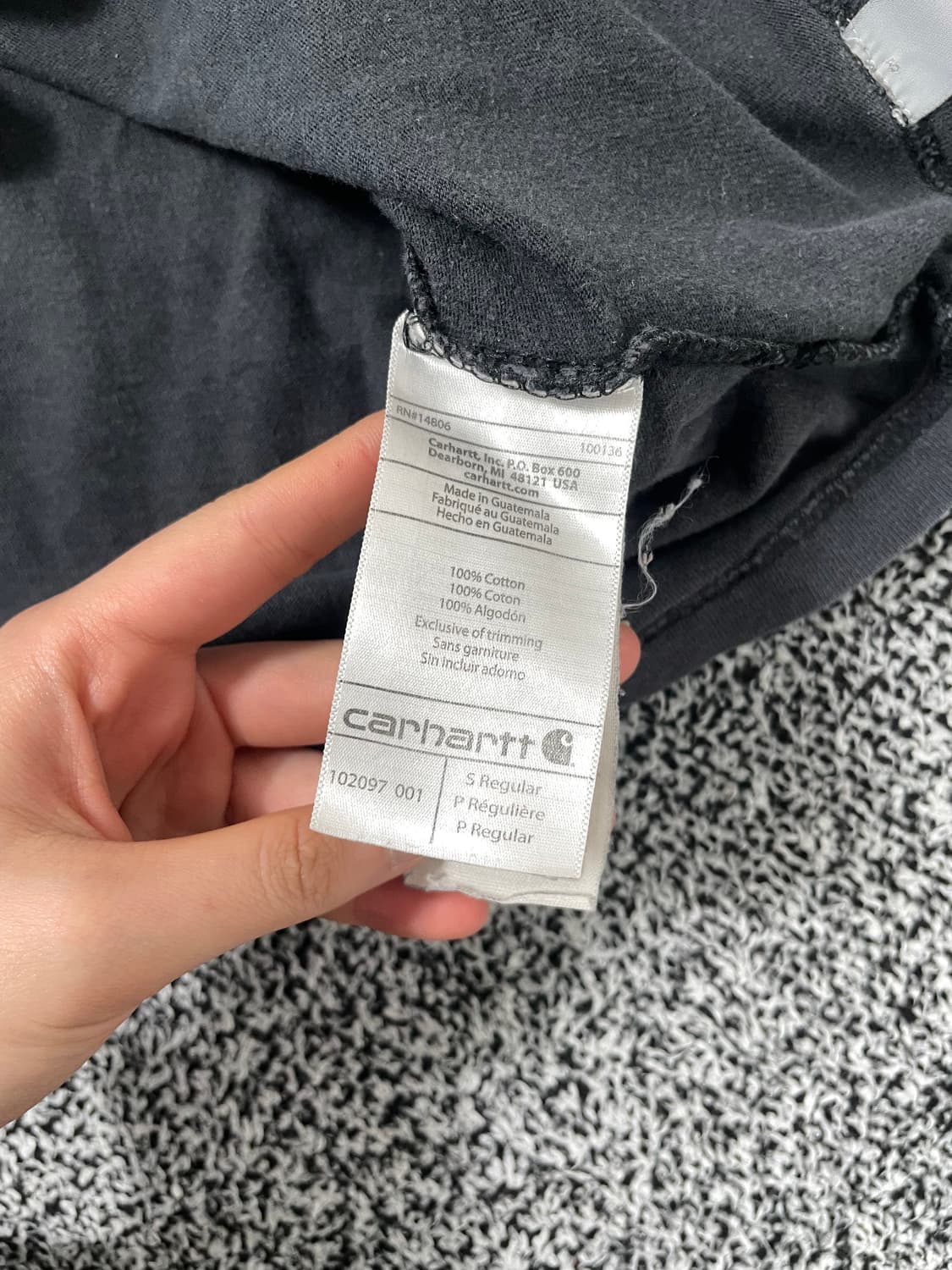 빈티지9. 칼하트 빈티지 워크웨어 빅로고 차콜 반팔 티셔츠 반팔티 상품이미지4