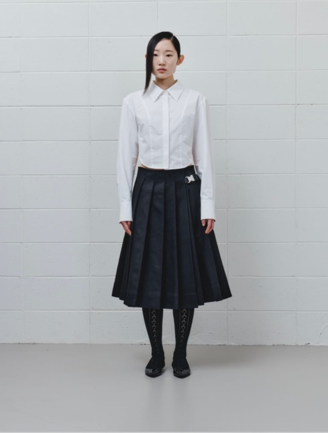 민주킴 minjukim 플리츠 랩 미디 스커트 상품이미지1