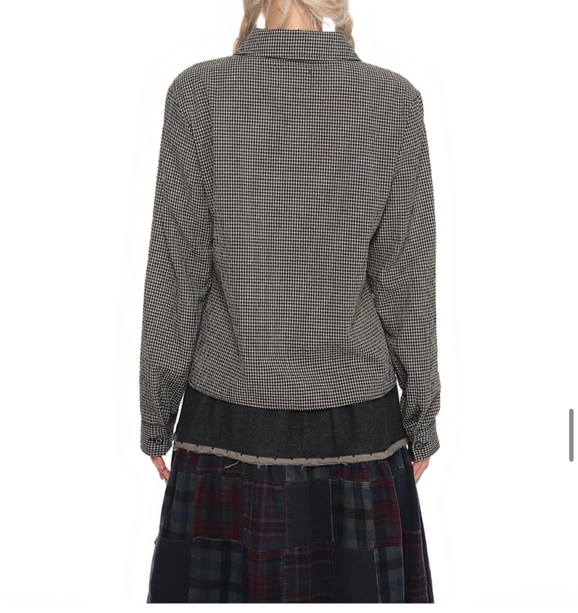 youthbath 유쓰배쓰 더블 버튼 프릴 체크 셔츠 s 상품이미지4