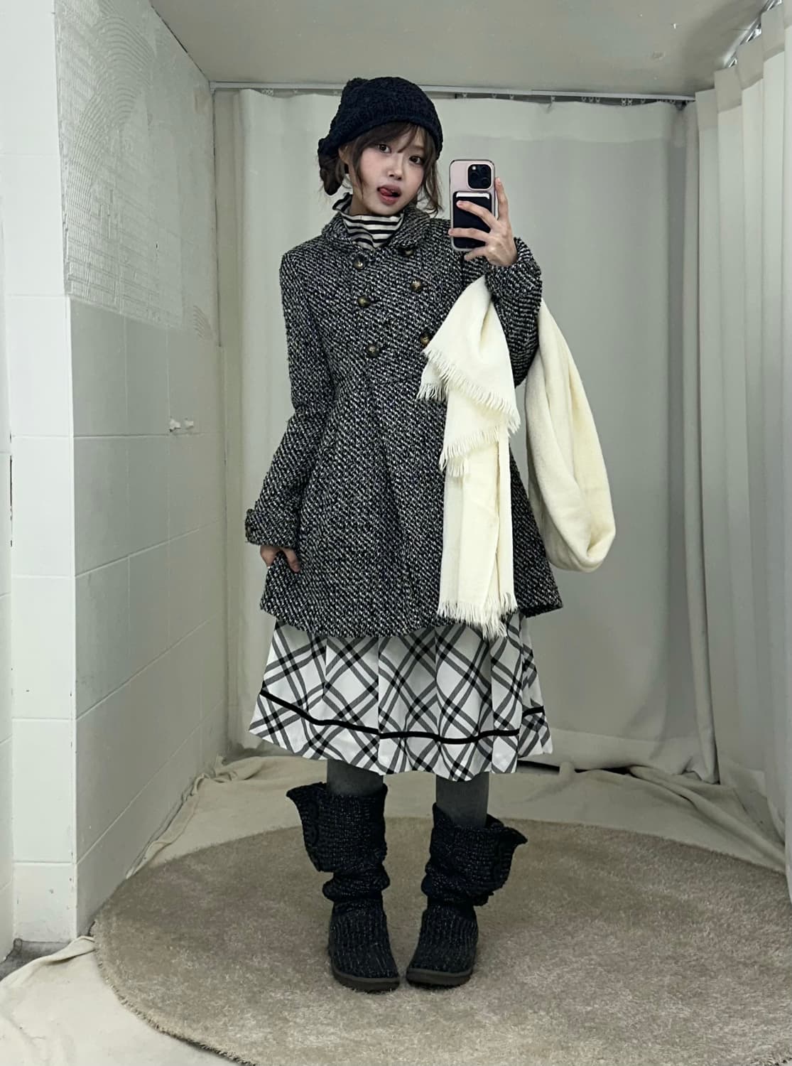 무채색 너드 니혼진 체크 모리걸 코디세트 상품이미지2