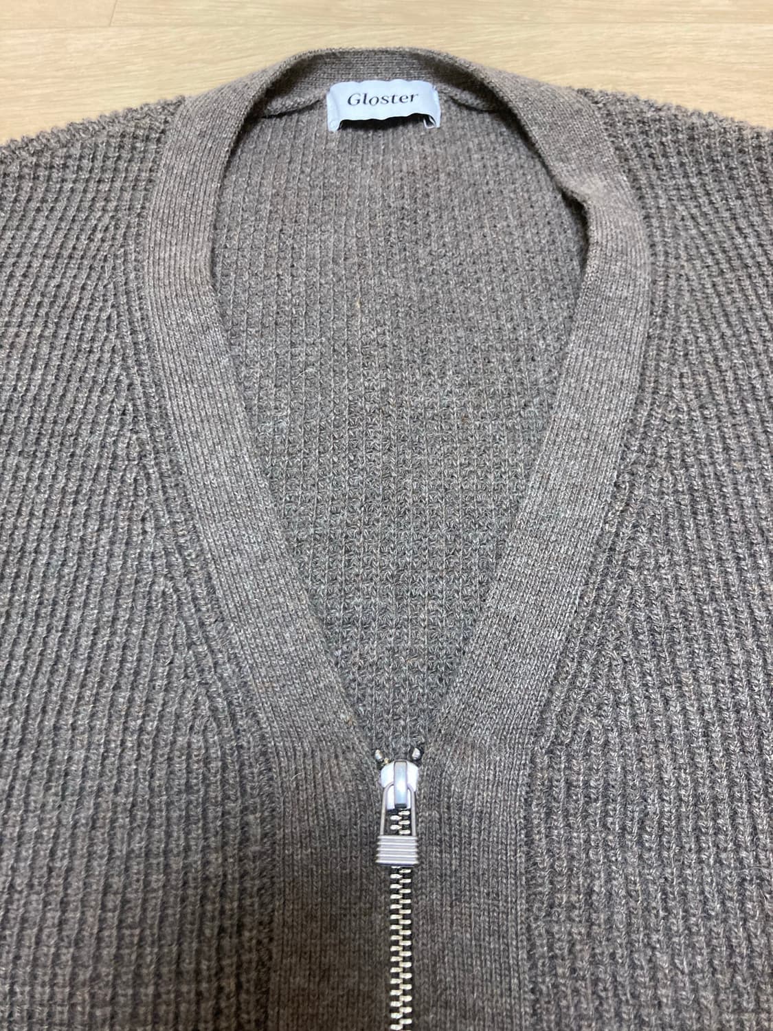 글로스터 울 집업 가디건 S 카키 상품이미지3