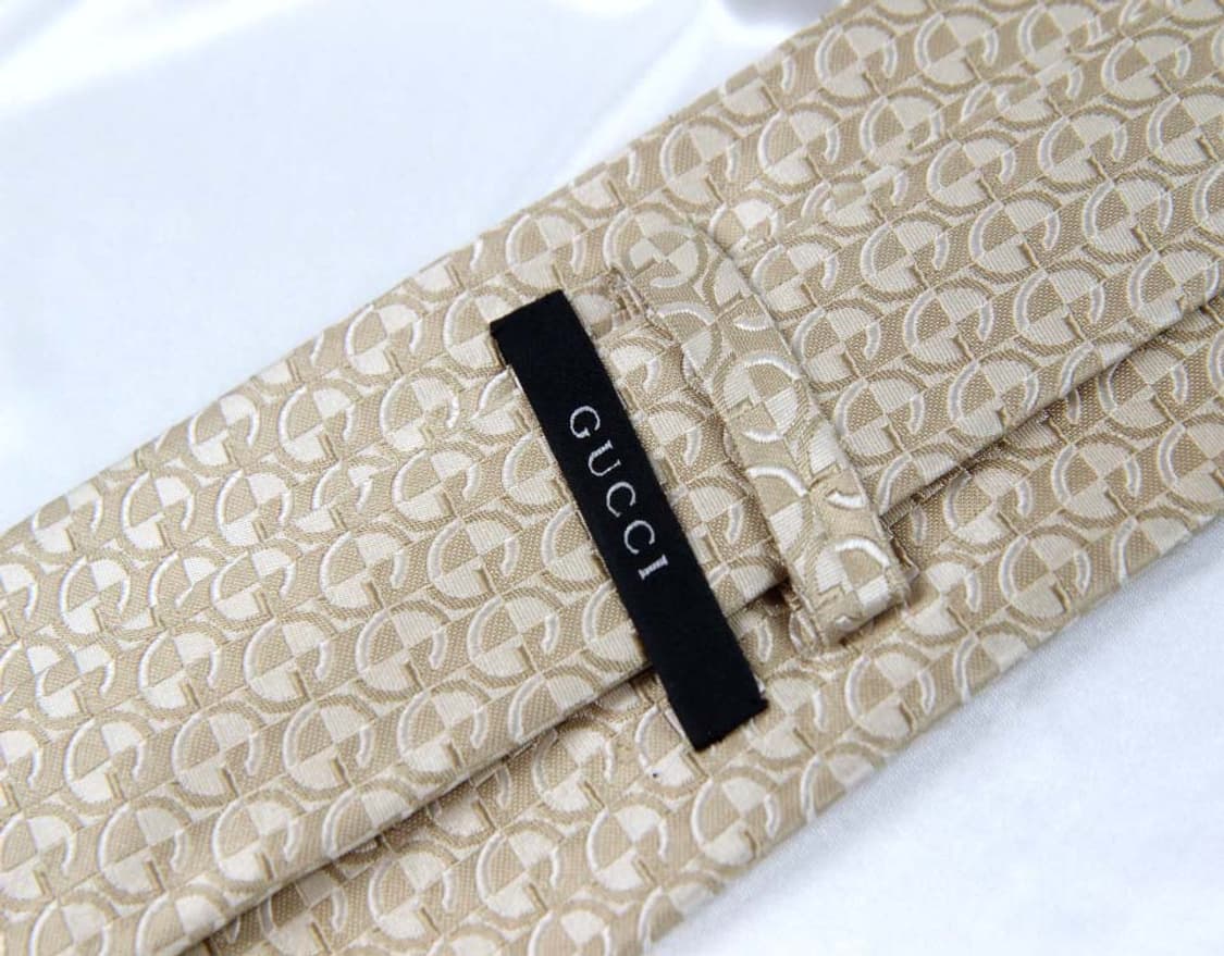 구찌 9.3cm A등급 G로고 베이지 남자 명품 넥타이 상품이미지3