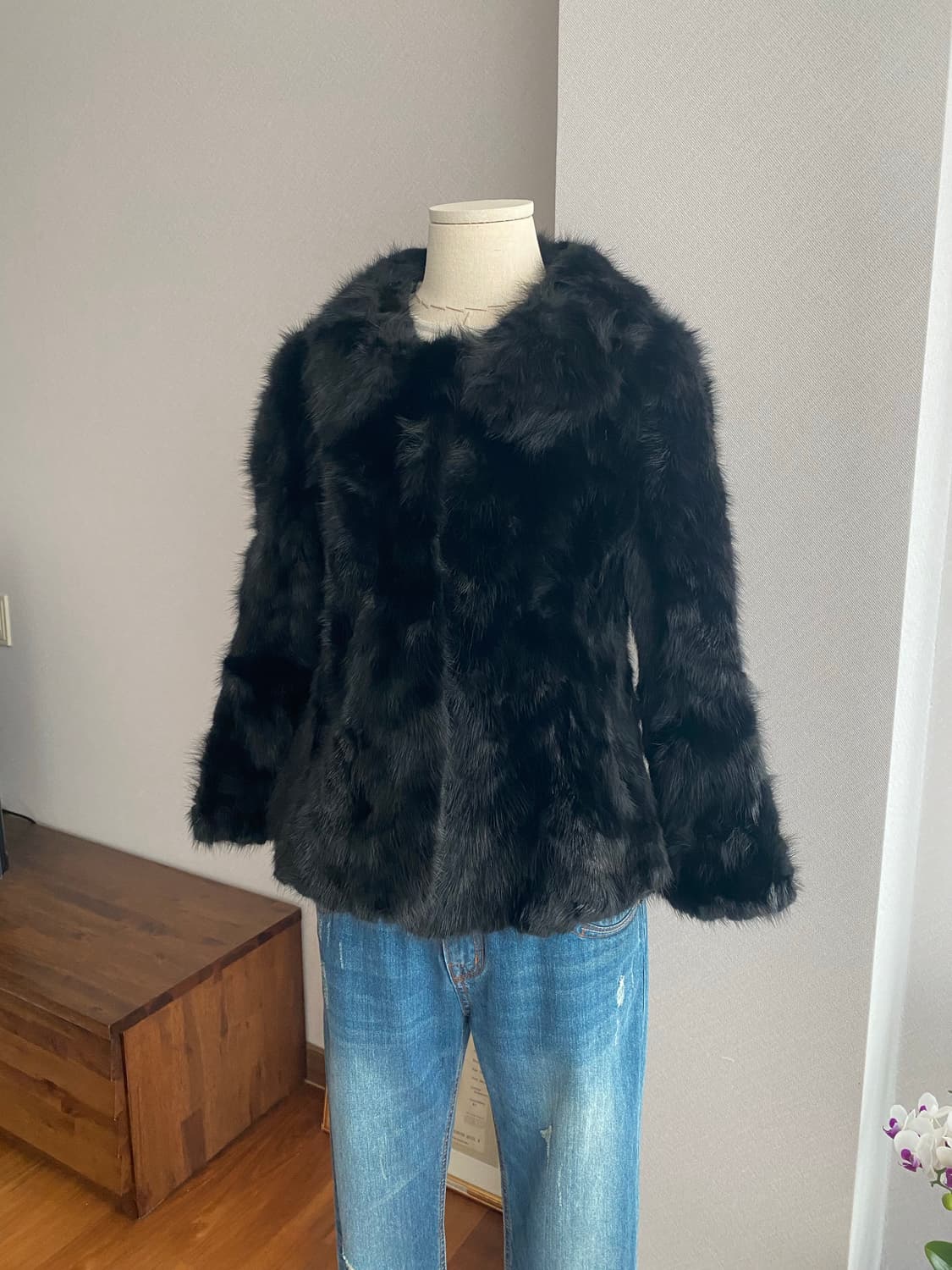 LONE 정욱준 밍크 플레어 크롭스타일 코트(M) 상품이미지2