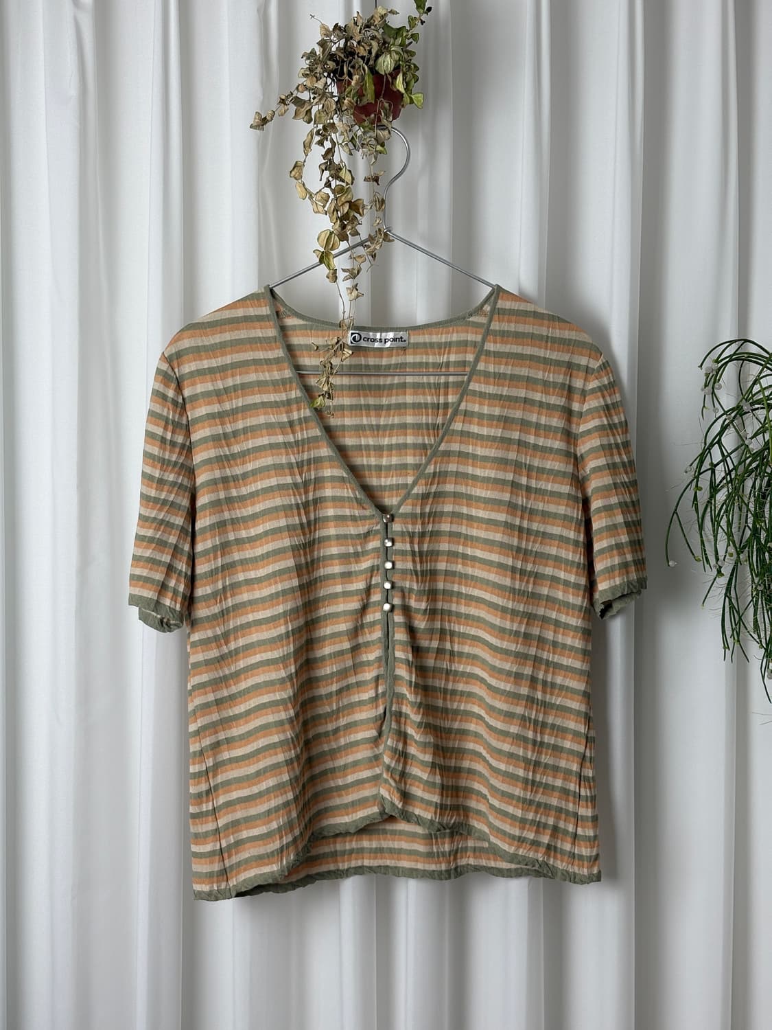 캔디 스트라이프 단추 반팔 가디건 상품이미지3