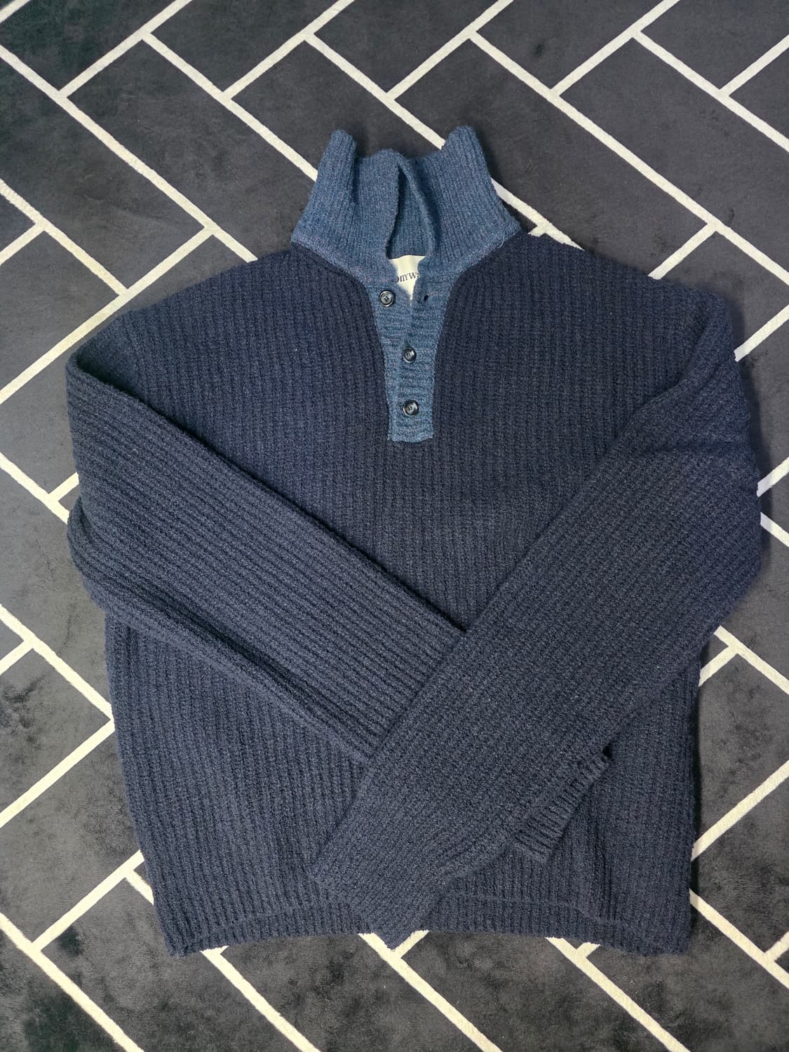 토니웩 베이비 알파카 카라 니트 L 네이비 상품이미지1