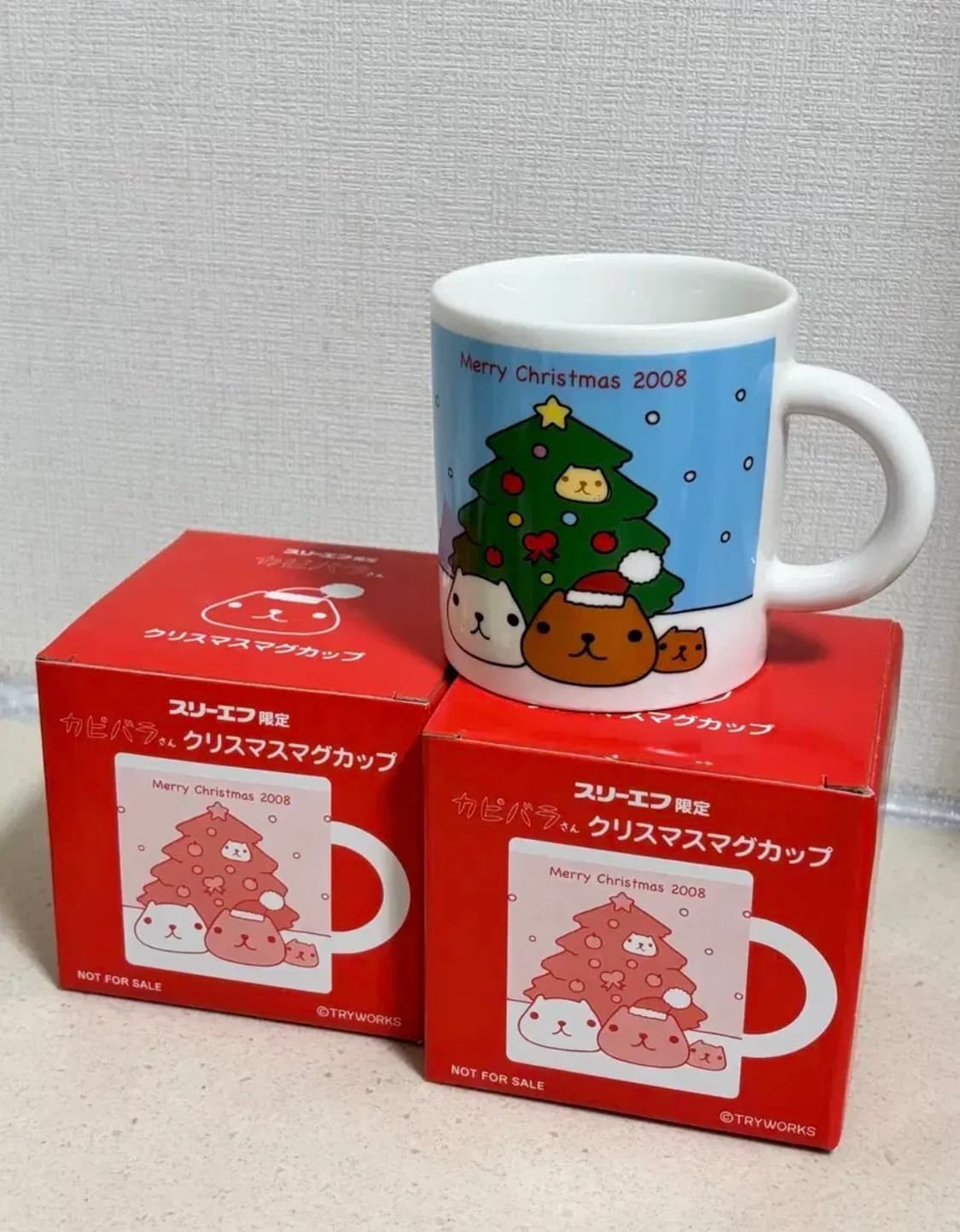카피바라상 2008년 한정 메리 크리스마스 머그컵 고전 빈티지 식기 상품이미지1