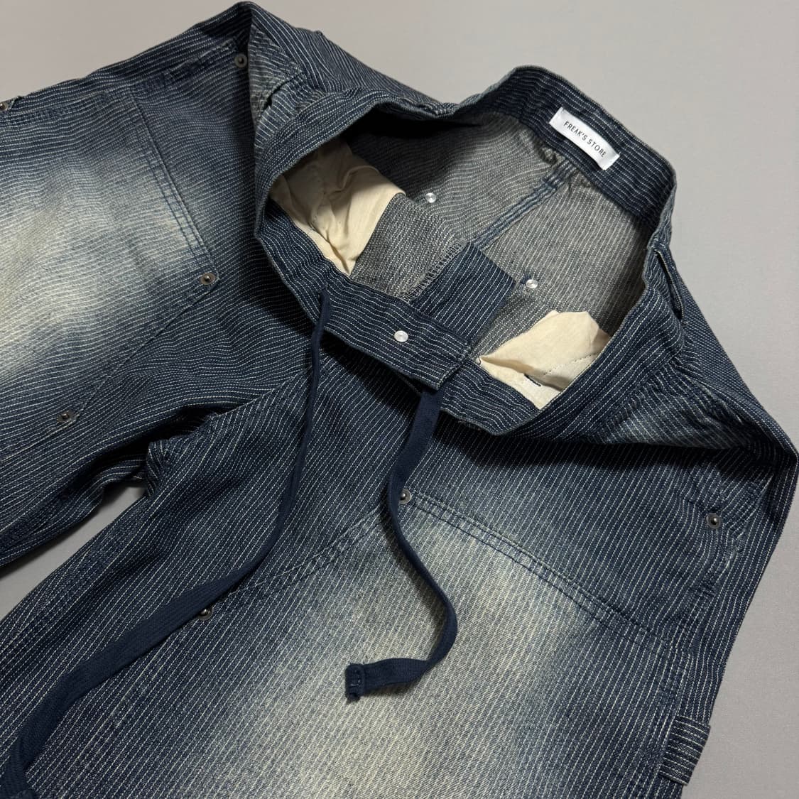 프릭스스토어 인디고블루 워시드 데님 스트랩 카펜터 쇼츠 상품이미지4