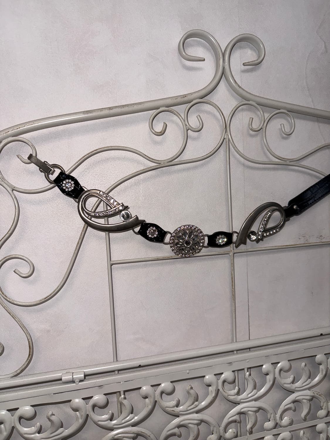 Black flower ribbon cubic chain belt 상품이미지3