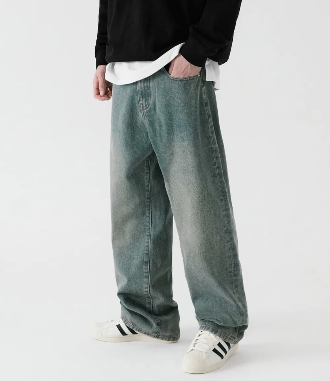 트릴리온 바이오스톤 워싱 와이드 데님 팬츠 상품이미지1