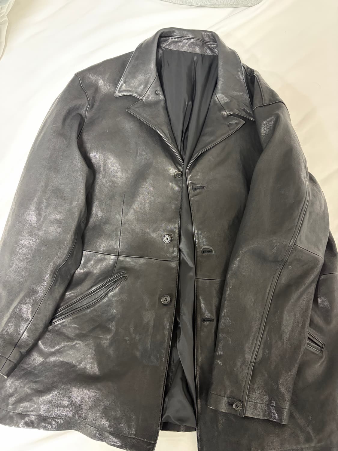 유스 워시드 레더 자켓 상품이미지2