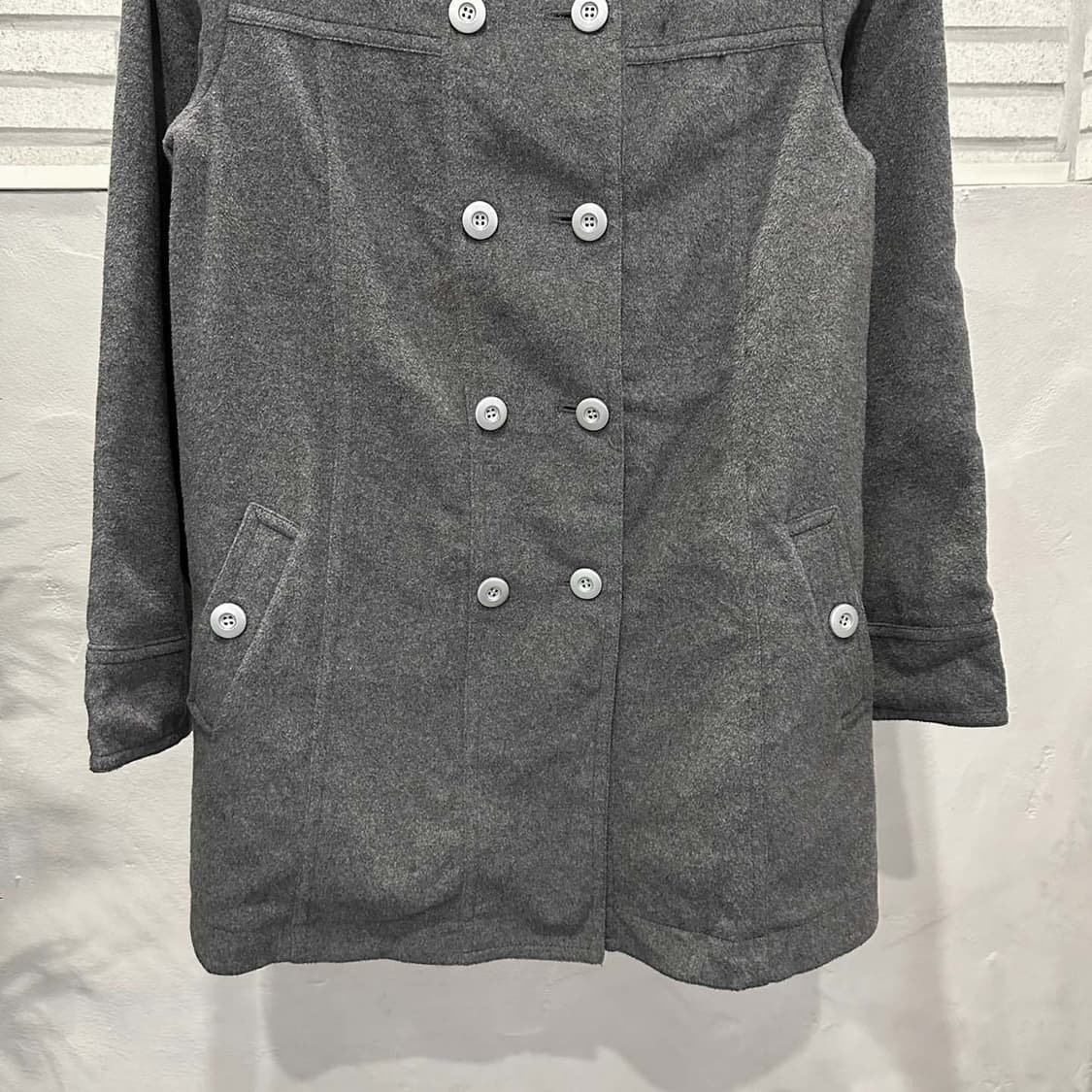 JPN VINTAGE 리버시블 하프 코트 더블 버튼 투포켓 디테일 그레이 상품이미지5