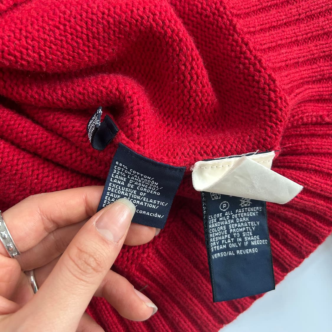 Tommy hilfiger 타미힐피거 2-way 레드 니트 집업 상품이미지6