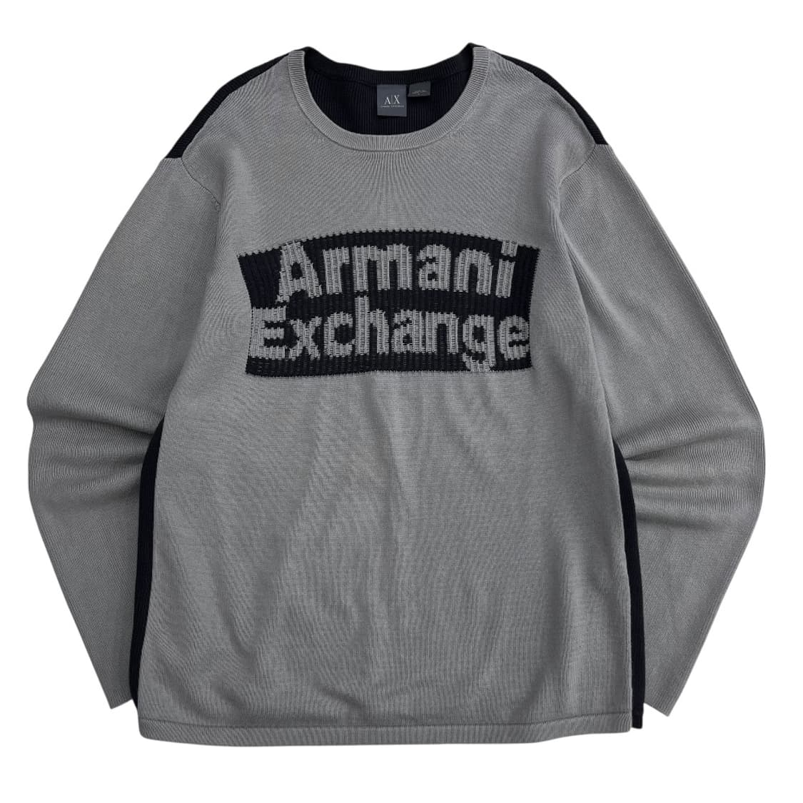 아르마니 센터로고 차콜배색 그레이 니트 L 상품이미지2