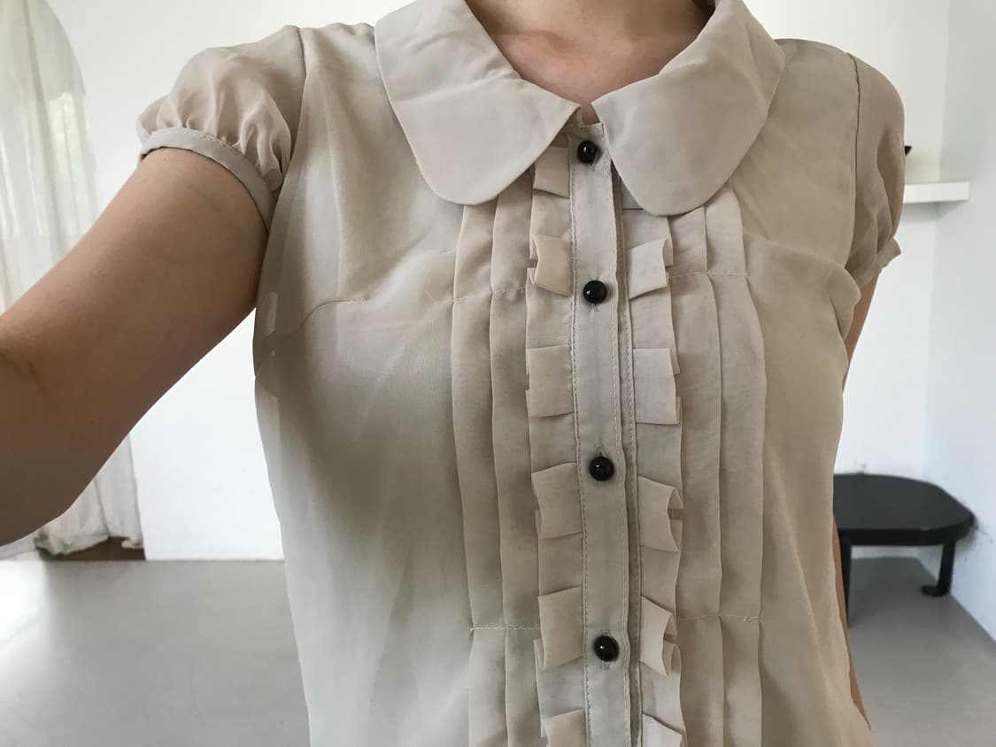 vintage beige frill blouse 상품이미지4