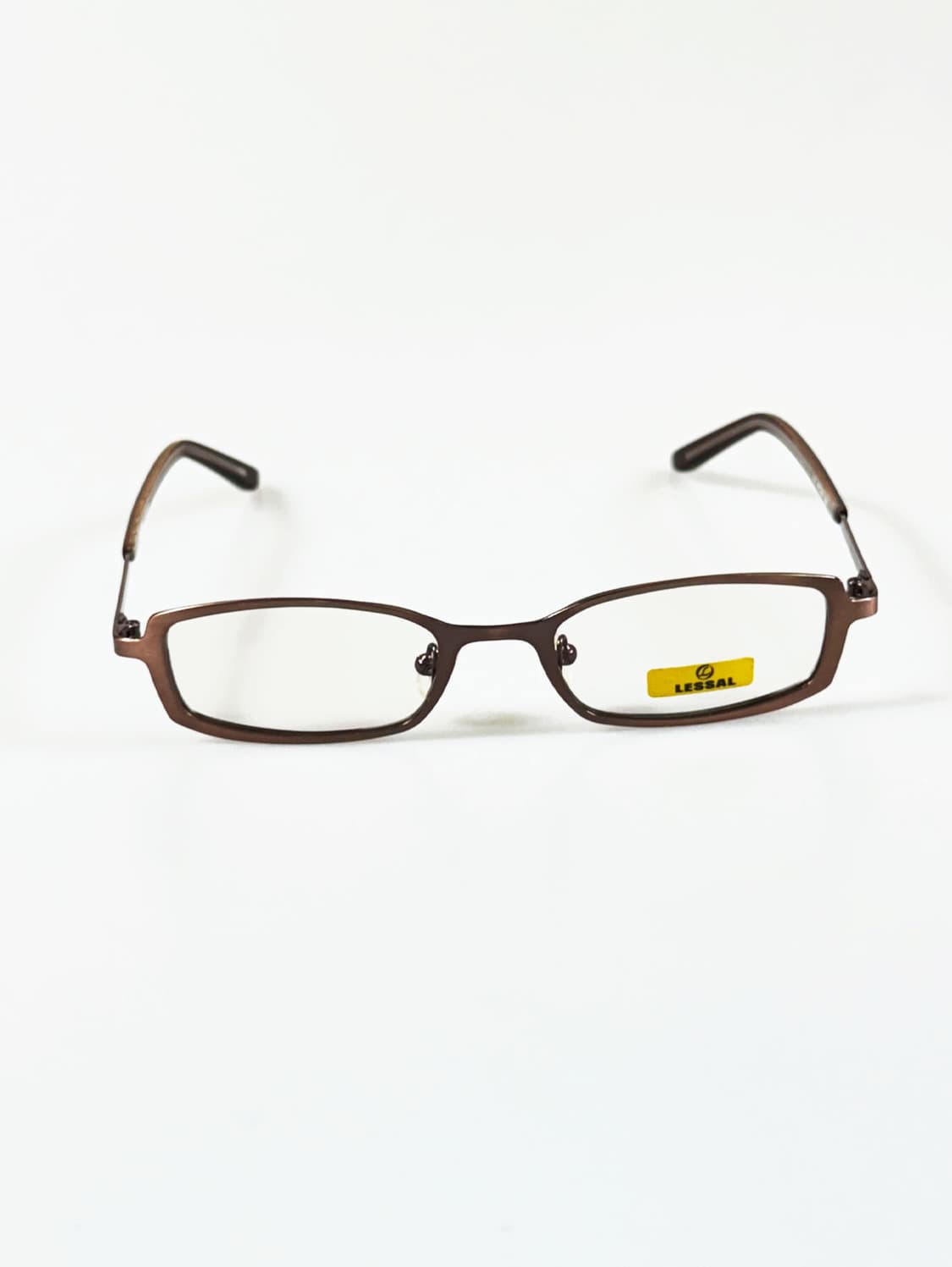 90s LESSAL 브라운 메탈 슬림 스퀘어 빈티지 안경 상품이미지2