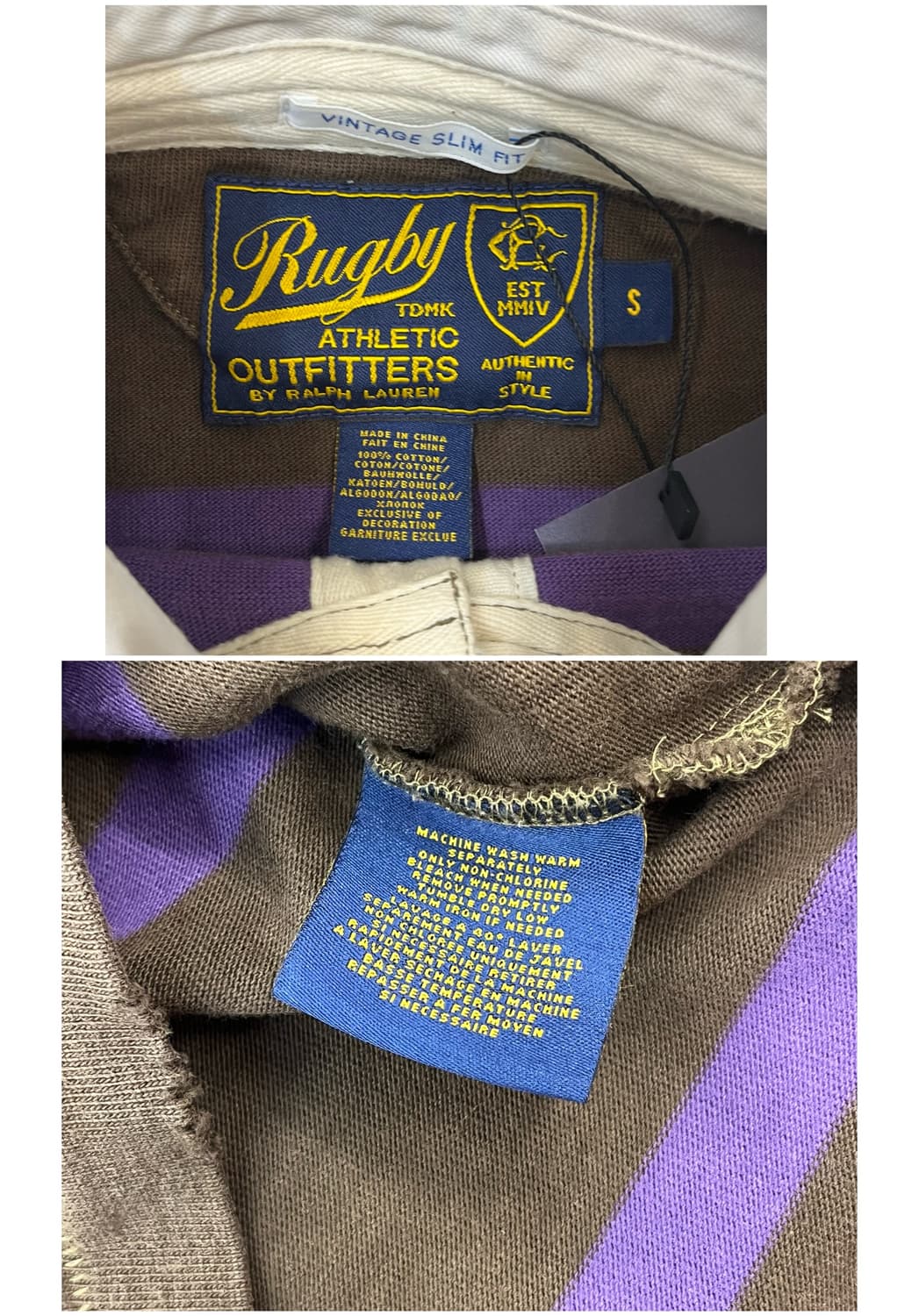 랄프로렌 스트라이프 럭비티 브라운 S #csz1751 상품이미지4