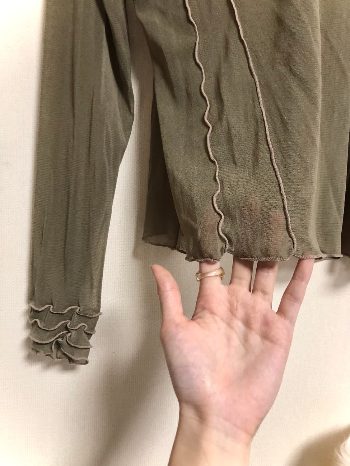 매쉬 레이스 프릴 목폴라티 시어 연커피 상품이미지5