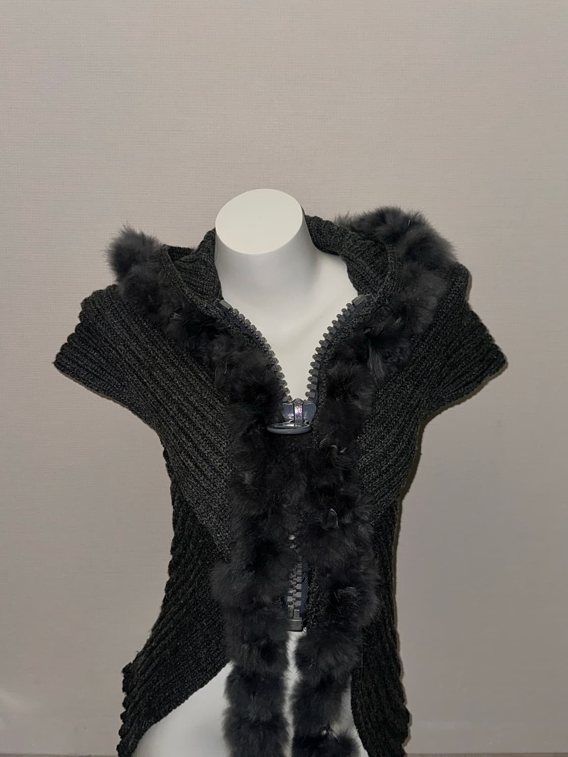 빈티지 퍼 니트 후드 집업 상품이미지3