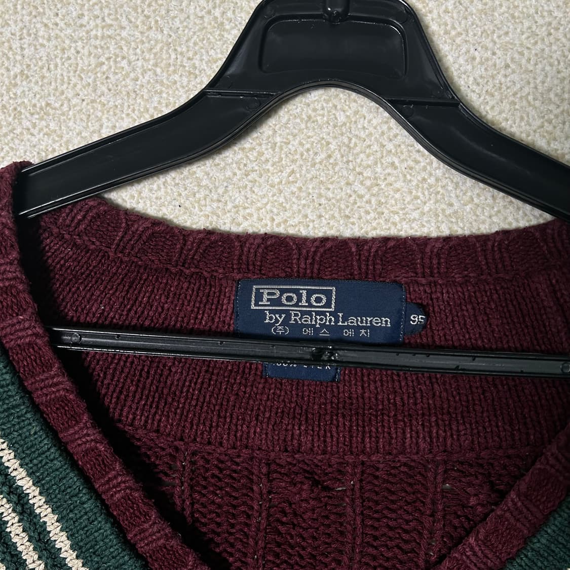 (M) 80s 폴로 랄프로렌 에스에치 버건디 크리켓 니트  상품이미지5