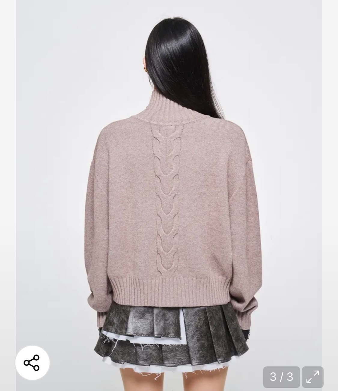 Yeel CABLE KNIT METAL LOGO ZIP-UP PINK 상품이미지3