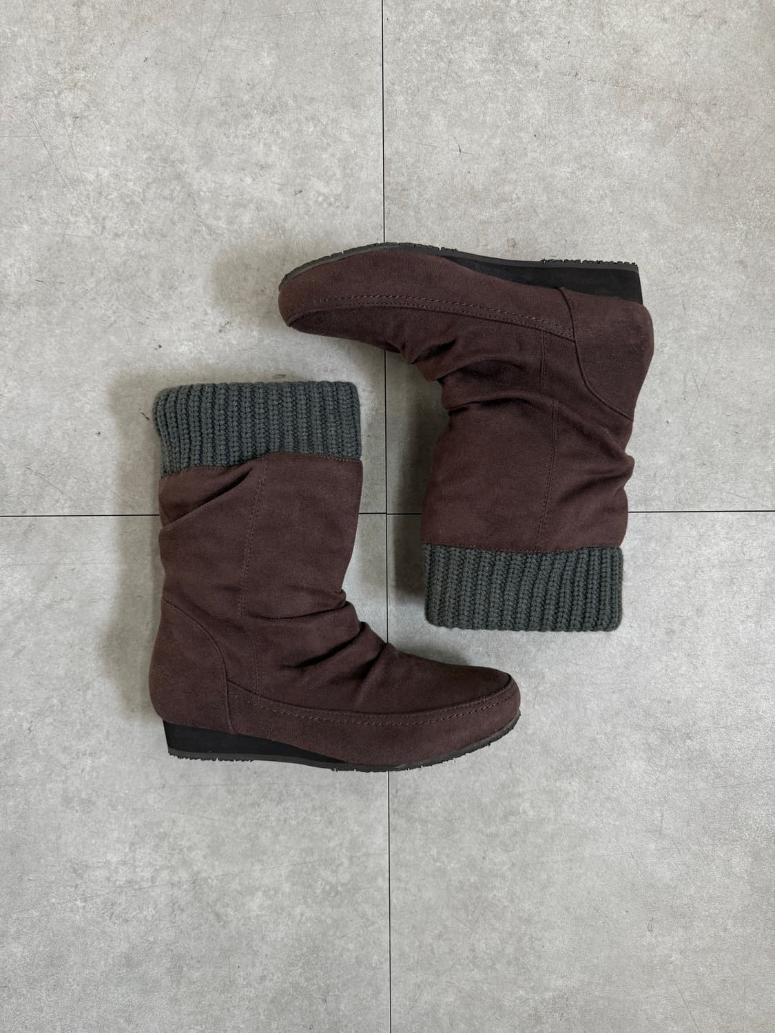 jelly beans 니트 커프 스웨이드 부츠 상품이미지4